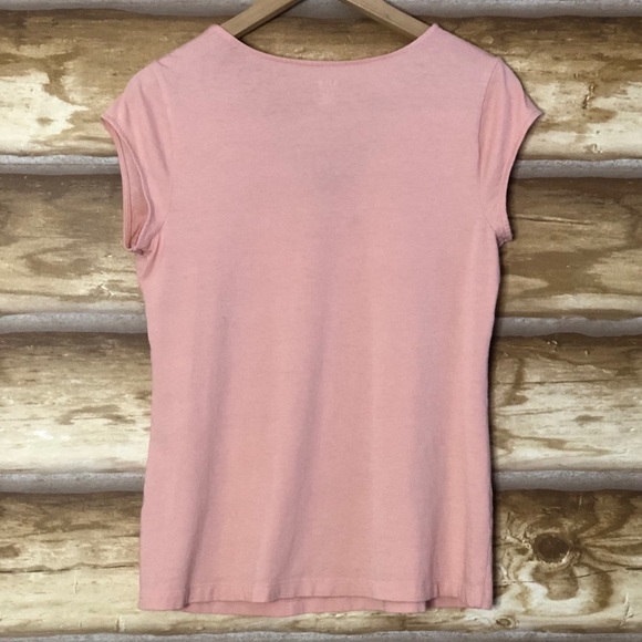 a.n.a. Embroidered Floral Cut Out Cap Sleeve Pastel Peach Top Size M - Picture 6 of 7